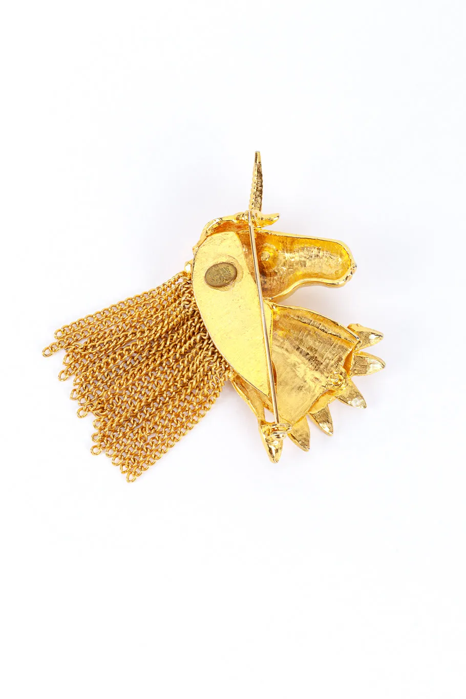 Gilded Unicorn Bust Brooch