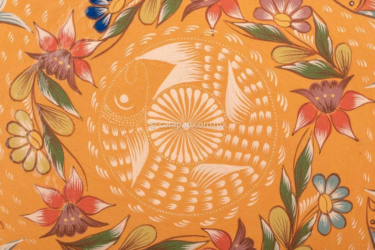 Glazed Flower Shape Plate With Fish from Capula, Mexico.