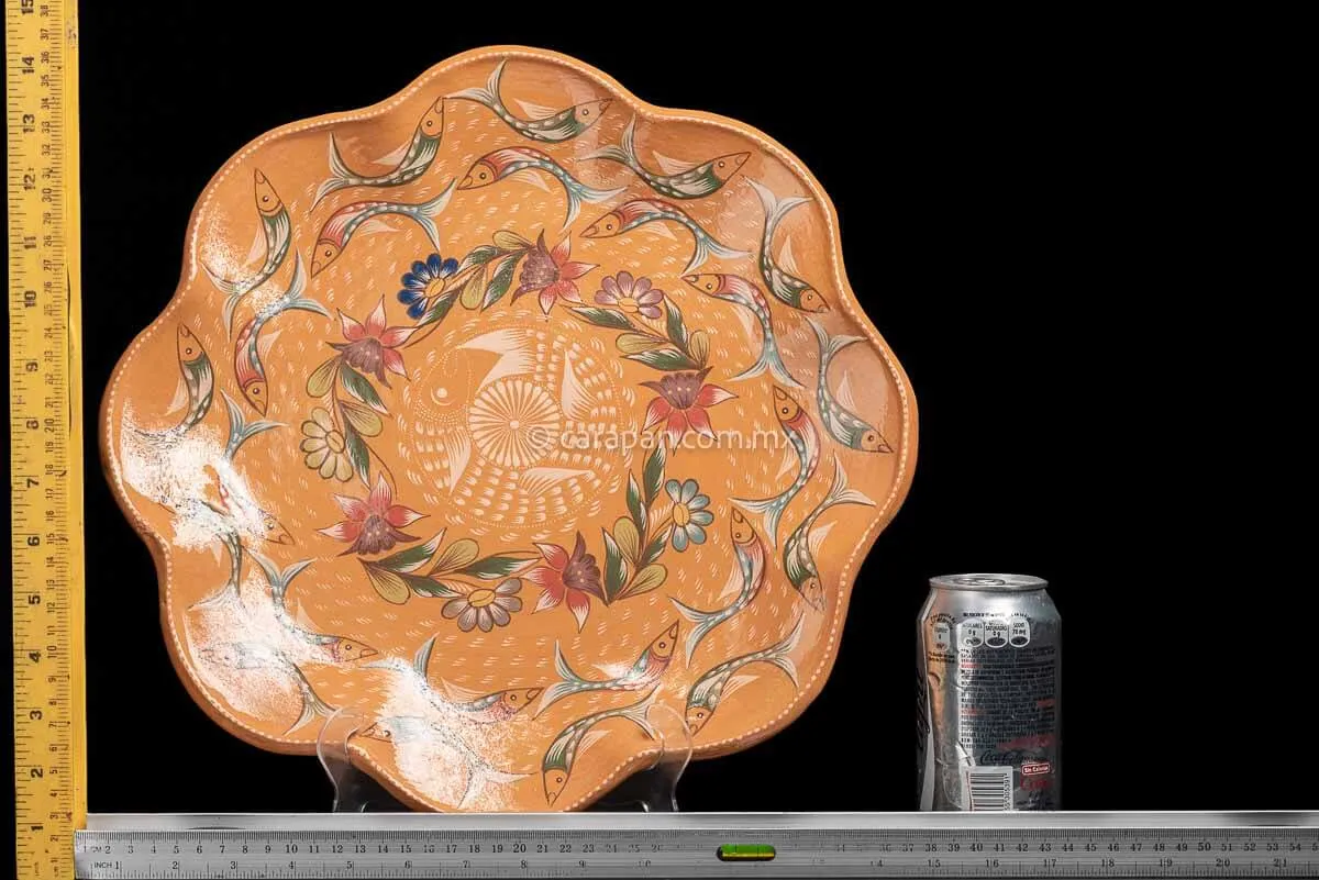 Glazed Flower Shape Plate With Fish from Capula, Mexico.