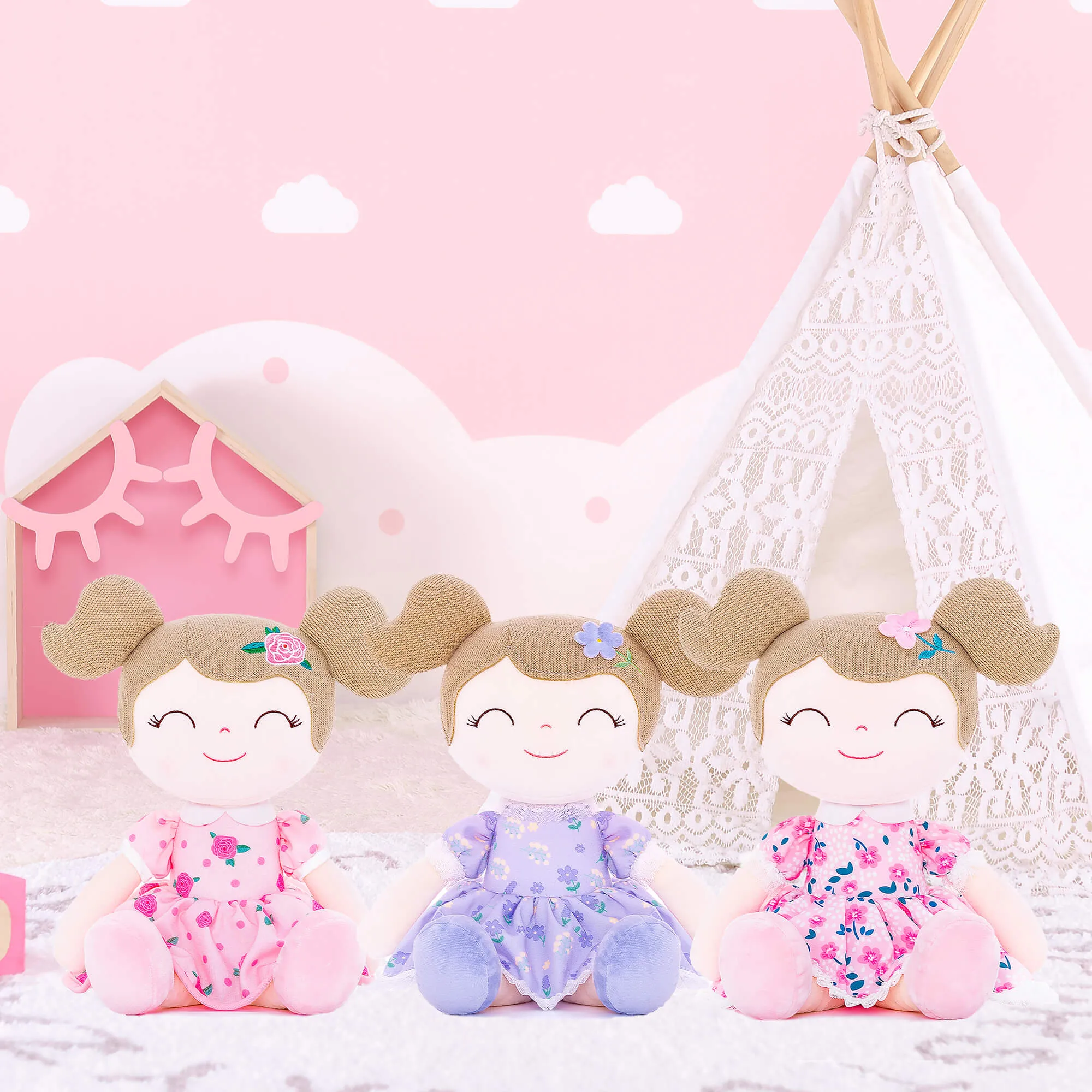 Gloveleya 16-inch Baby Girl Gift Flower Fairy Girls Dolls Cherry Blossom