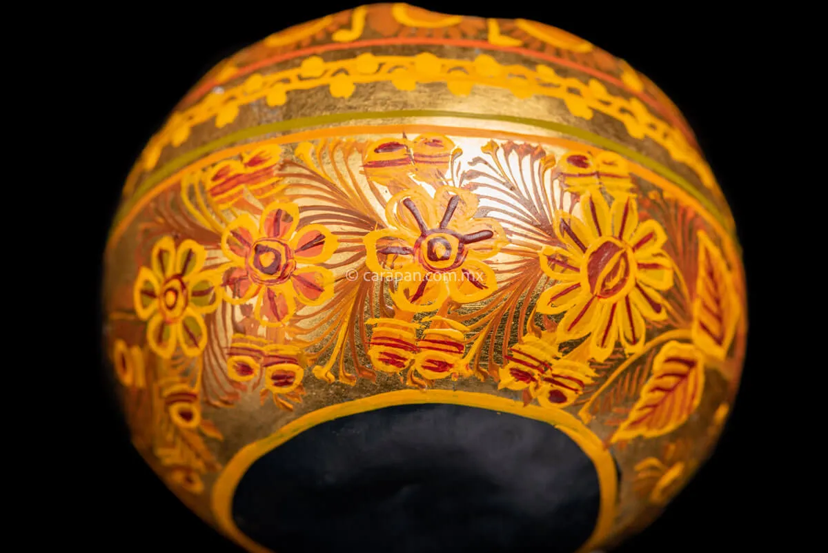 Gold Outlined Gourd by Master of Folk Art Chico Coronel