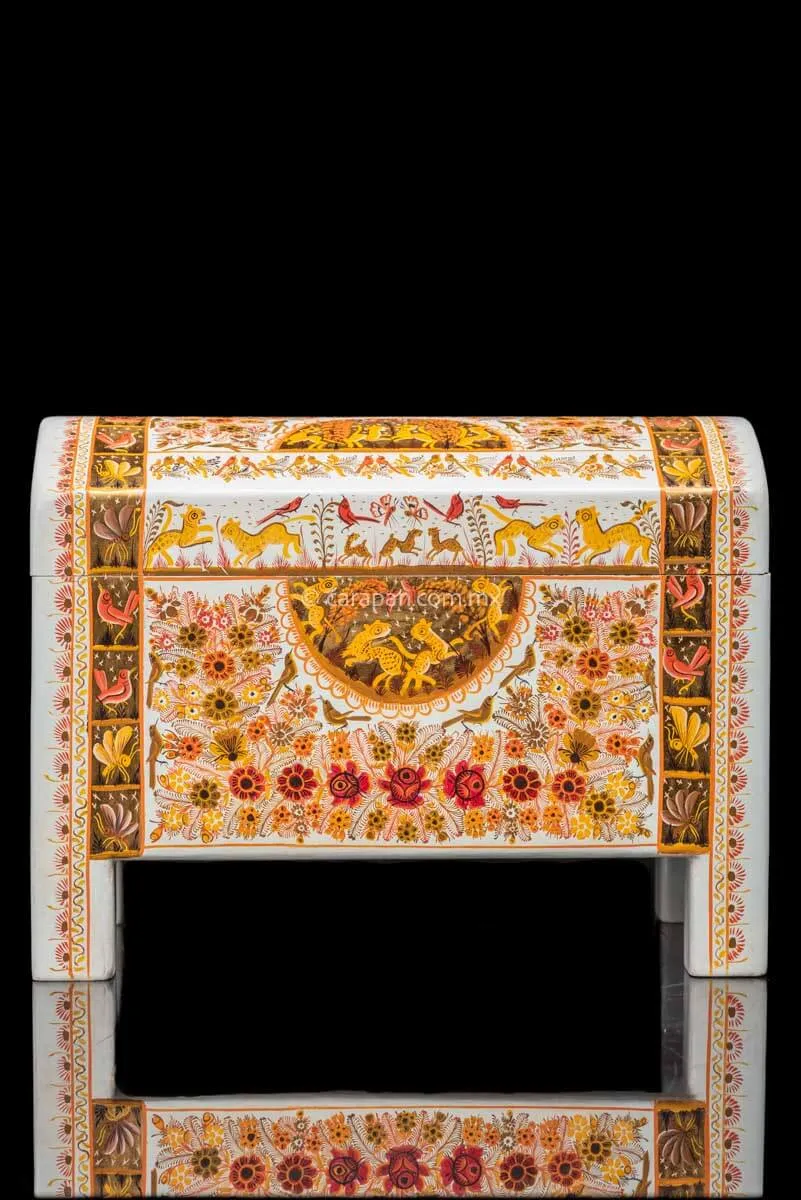 Gold Outlined Lacquered Wood Chest