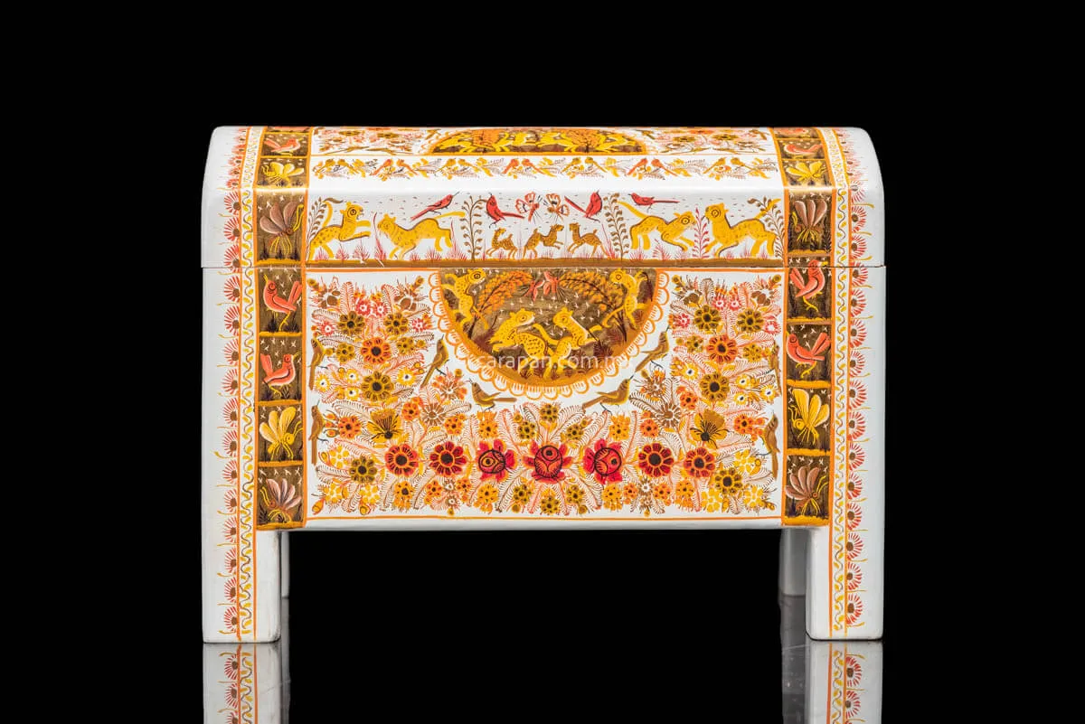 Gold Outlined Lacquered Wood Chest