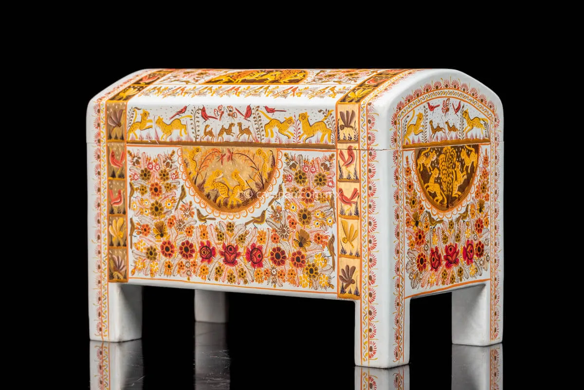 Gold Outlined Lacquered Wood Chest