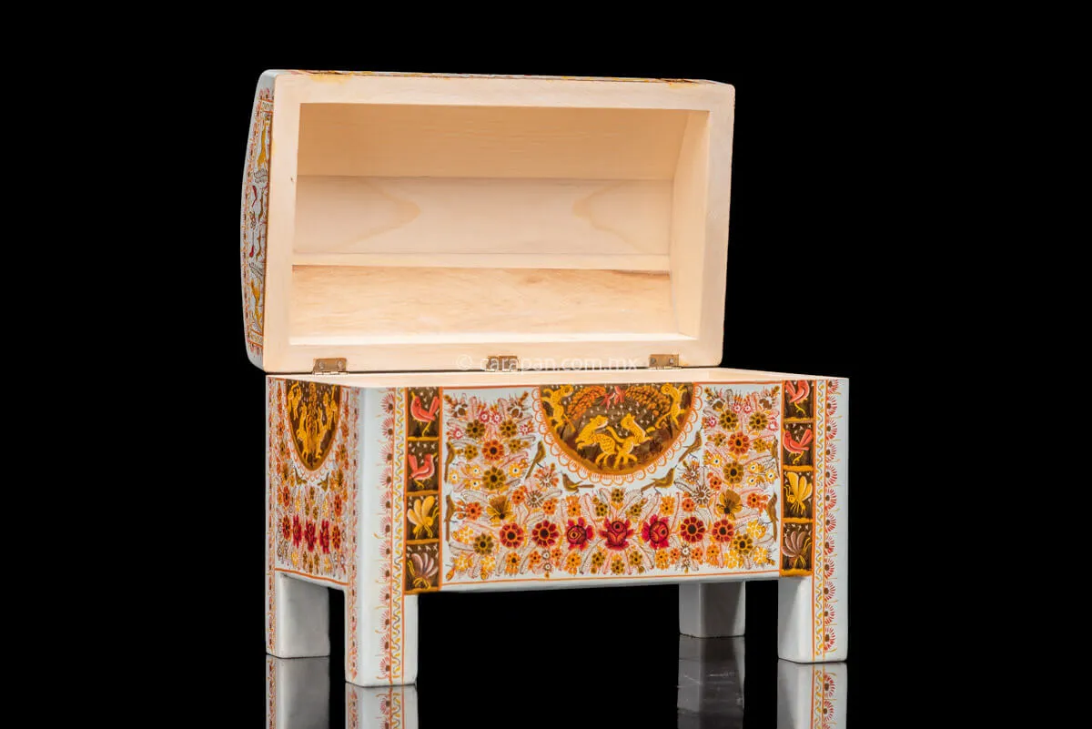 Gold Outlined Lacquered Wood Chest