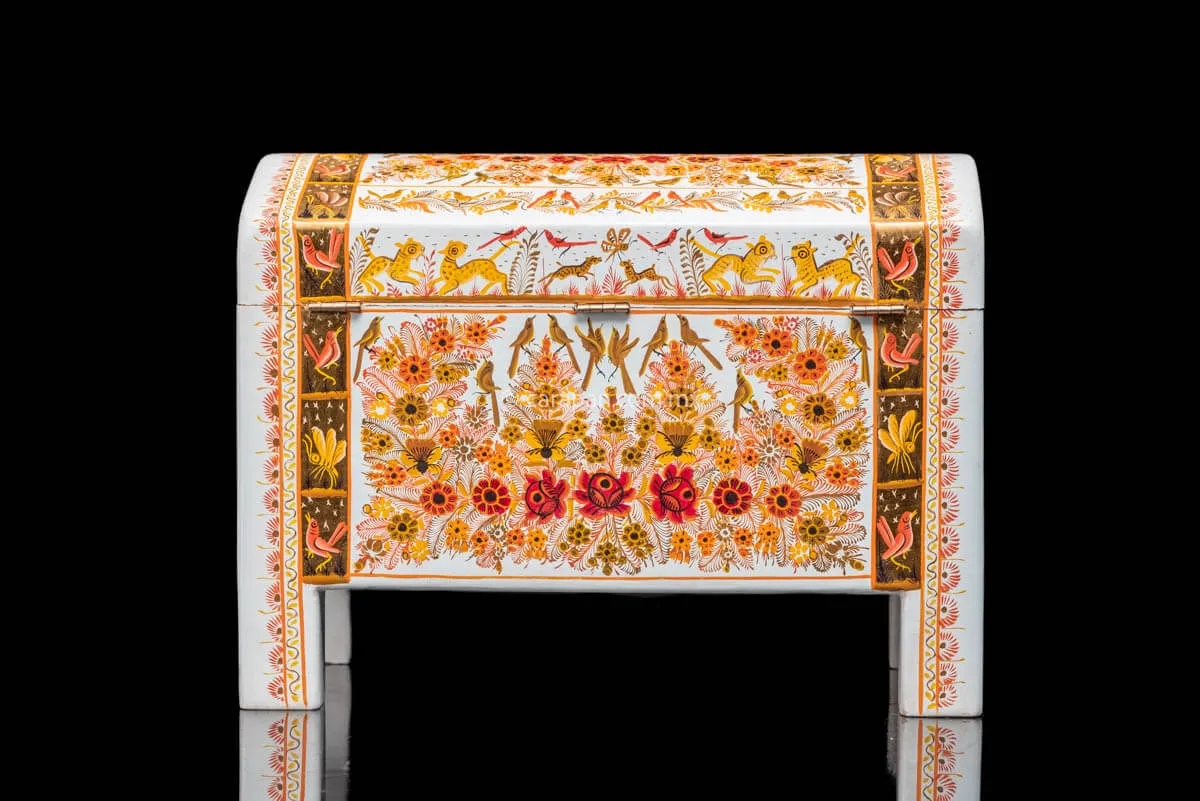 Gold Outlined Lacquered Wood Chest