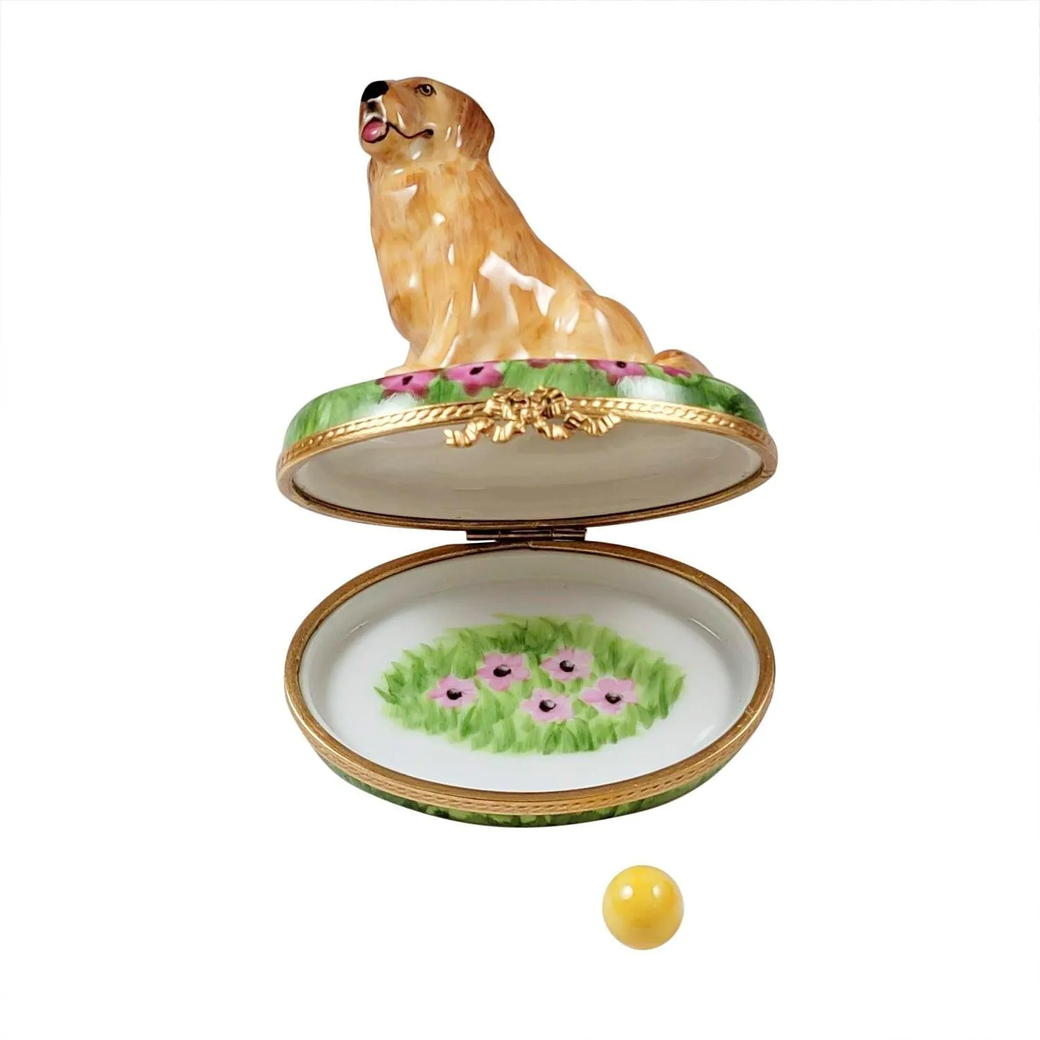 Golden Retriever on Flowers with Removable Ball