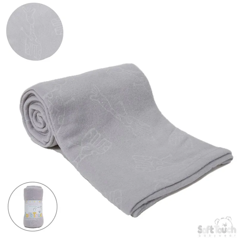 GREY EMBOSSED FLEECE BABY WRAP (PK12) FBP05-G