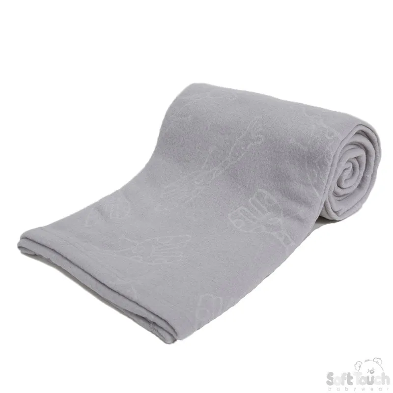 GREY EMBOSSED FLEECE BABY WRAP (PK12) FBP05-G