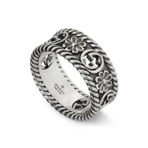 Gucci Silver Flower Interlocking G Ring