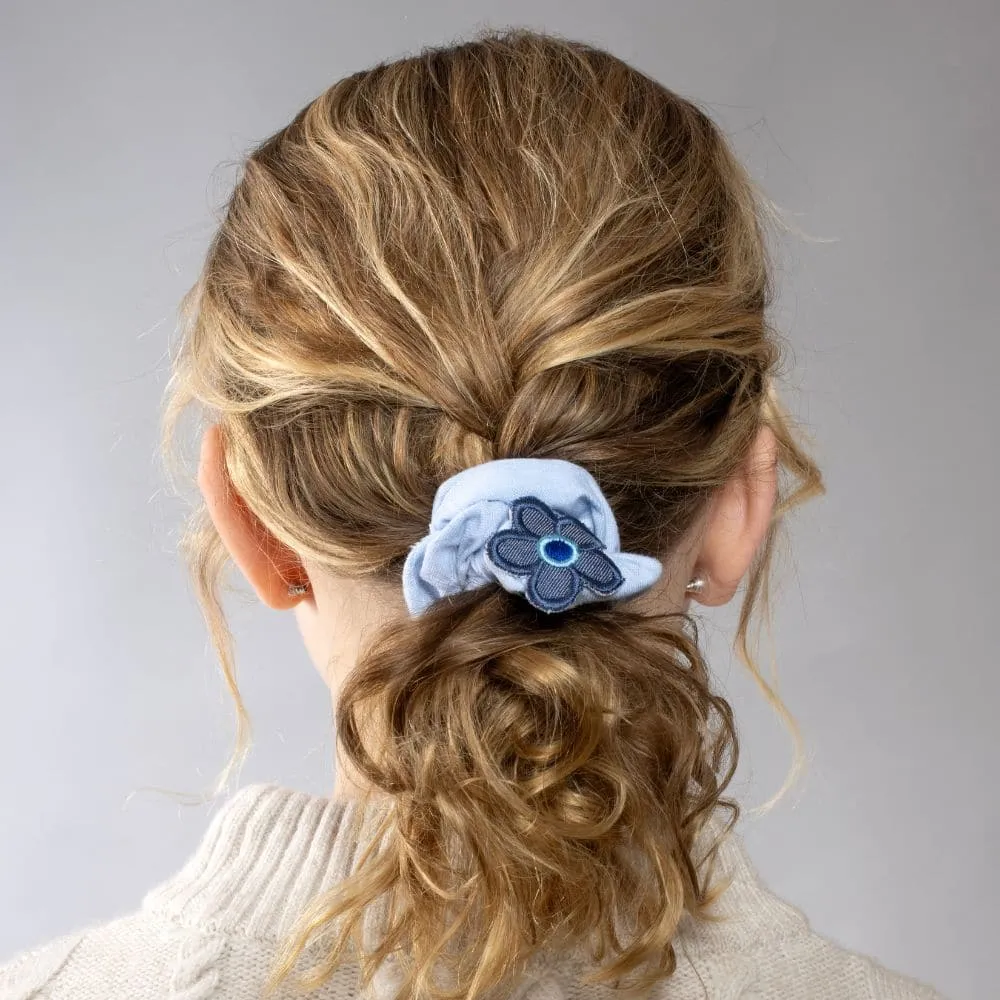 Handmade Children's Denim Flower Scrunchie Set