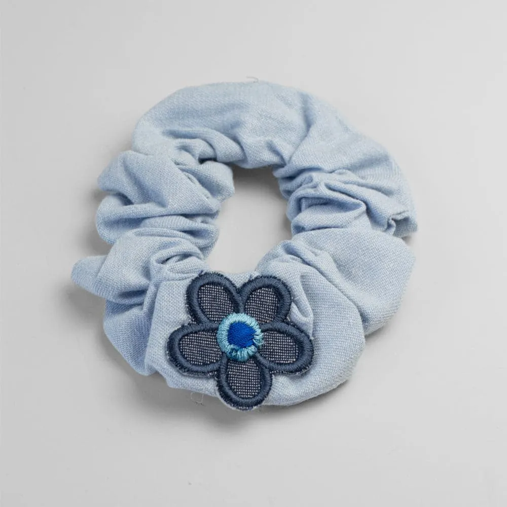 Handmade Children's Denim Flower Scrunchie Set