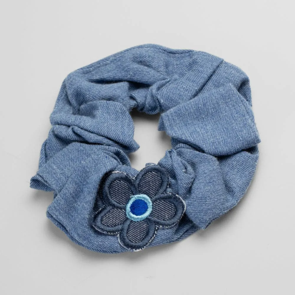 Handmade Children's Denim Flower Scrunchie Set