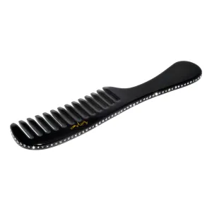 Handmade French Crystal Black Handle Comb