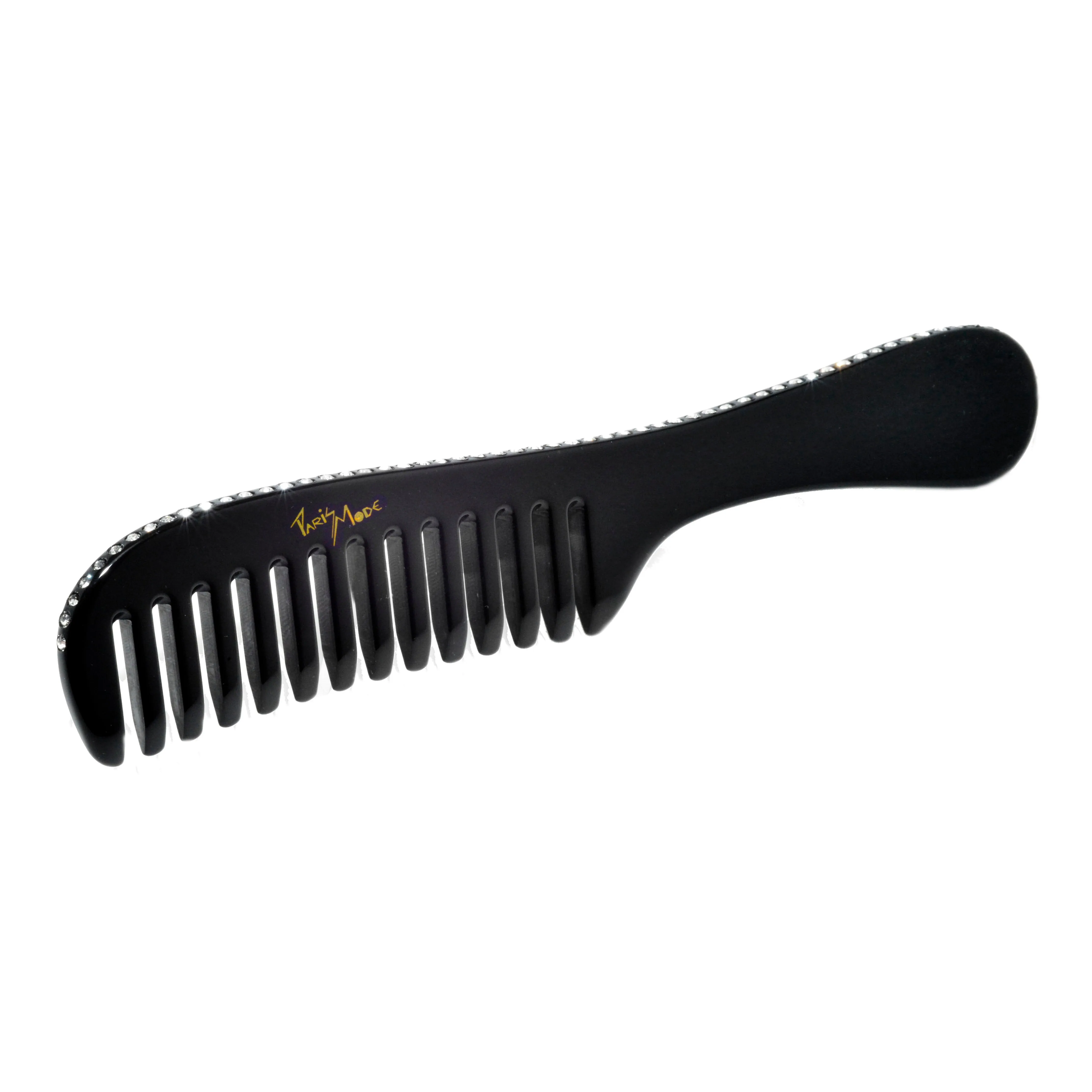 Handmade French Crystal Black Handle Comb