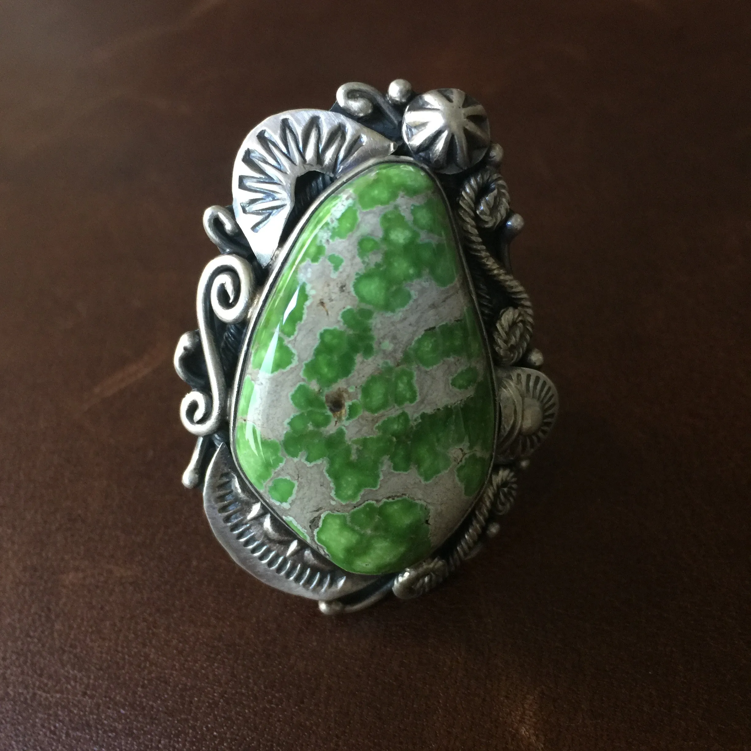 Handmade High Grade Carico Lake Turquoise Sterling Ring Signed Dany Clark size 6