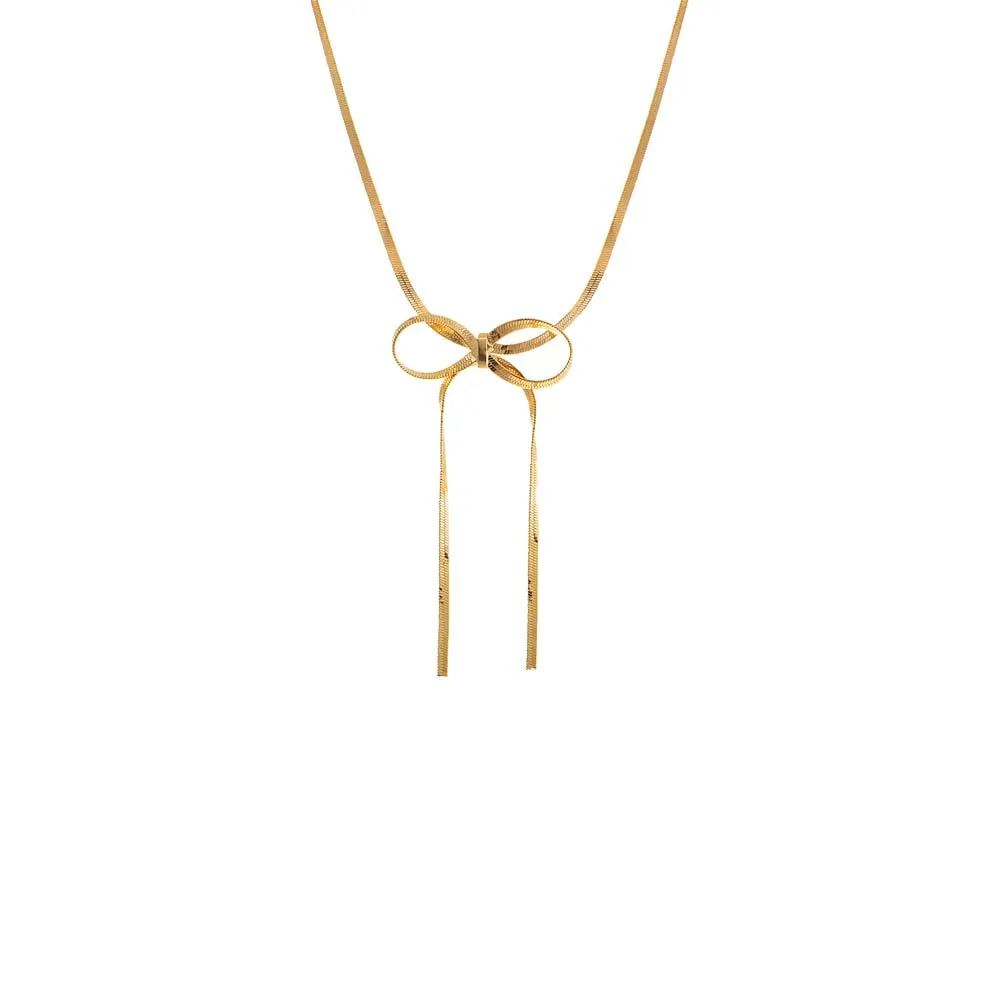 Herringbone Bow Tie Necklace