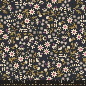 Inflorescence Florals in Soft Black -- Favorite Flowers by Ruby Star Society -- Moda Fabric