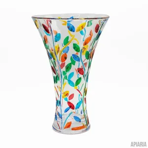 Italian Crystal Vase with Flower Vine Detail in style of Murano