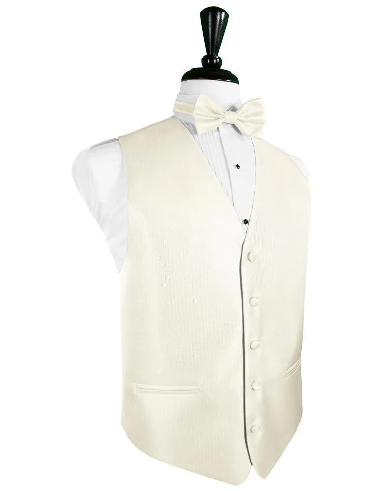 Ivory Herringbone Tuxedo Vest