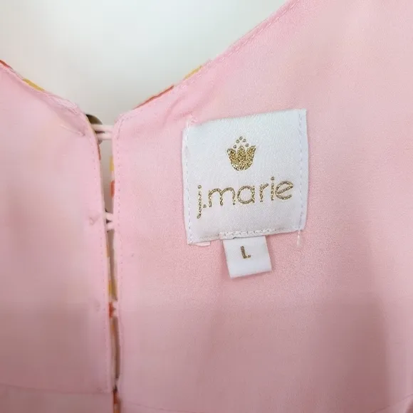 J.Marie Tiered Midi Dress Pink Rainbow Print Pockets NWT