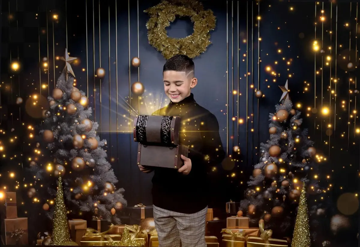 Kate Dark Christmas Tree and Wall Fleece Backdrop Designed by Lidia Redekopp