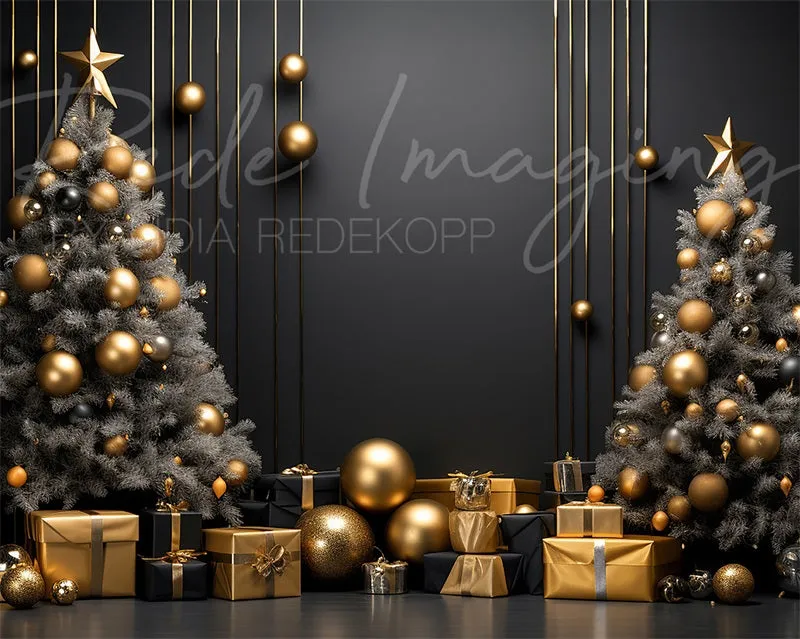 Kate Dark Christmas Tree and Wall Fleece Backdrop Designed by Lidia Redekopp