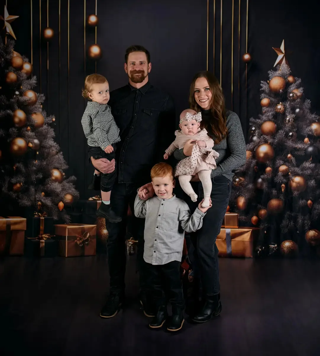 Kate Dark Christmas Tree and Wall Fleece Backdrop Designed by Lidia Redekopp