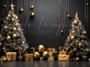 Kate Dark Christmas Tree and Wall Fleece Backdrop Designed by Lidia Redekopp