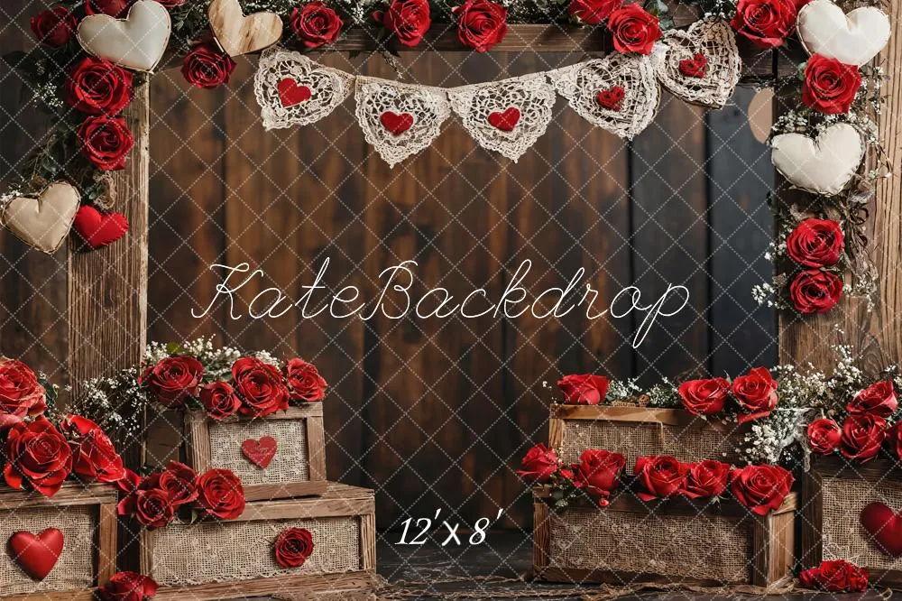 Kate Valentine Rustic Rose Wooden Wall Fleece Backdrop Designed by Emetselch