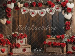 Kate Valentine Rustic Rose Wooden Wall Fleece Backdrop Designed by Emetselch