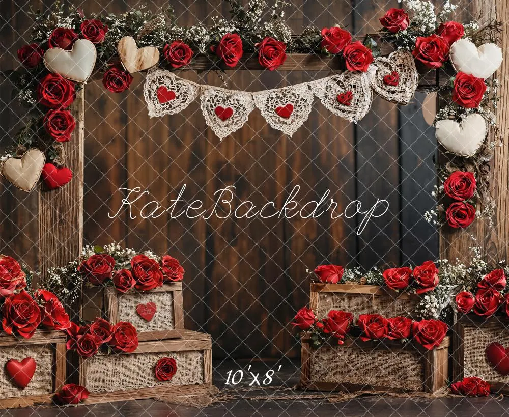 Kate Valentine Rustic Rose Wooden Wall Fleece Backdrop Designed by Emetselch