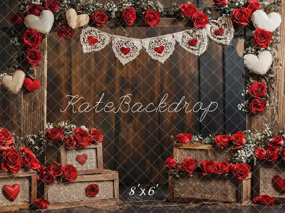 Kate Valentine Rustic Rose Wooden Wall Fleece Backdrop Designed by Emetselch