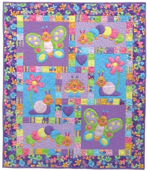 Kids Quilts Bugsy Butterfly Snail Catepillar Applique Quilt Pattern