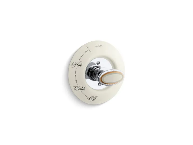KOHLER K-262-WF Prairie Flowers Antique Ceramic dial plate and handle inset for shower faucets