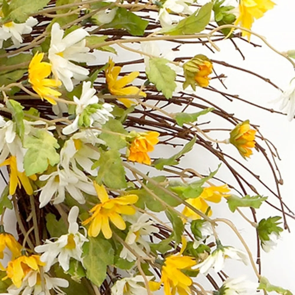 Large artificial yellow floral greenery wreath