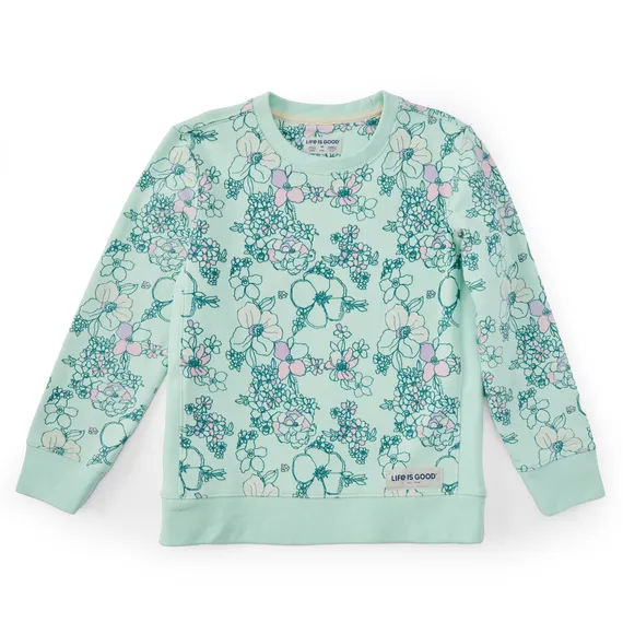Life is Good Kids Floral Garden Pattern Simply True Fleece Crew
