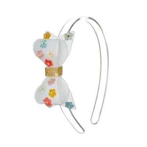 Lilies & Roses Fat Bow Headband - Satin Pastel Flowers