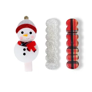 Lilies & Roses Snowman   Wave Ped   Plaid Alligator Clip Set