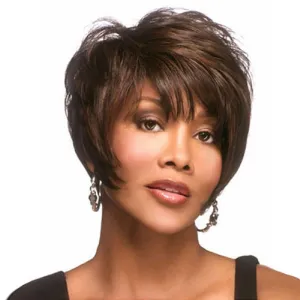 Lit | Brown Short Pixie Cut Straight Synthetic Hair Wig With Bangs