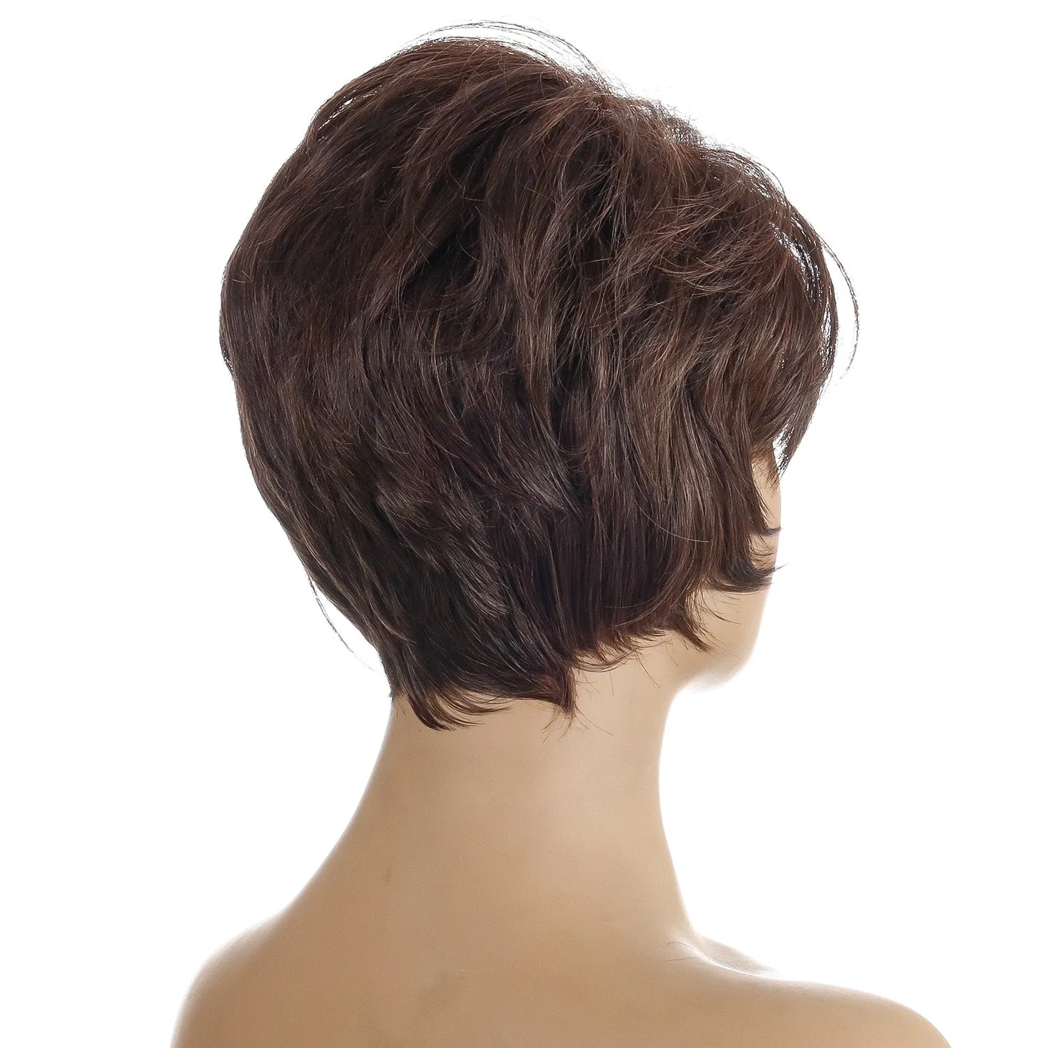 Lit | Brown Short Pixie Cut Straight Synthetic Hair Wig With Bangs