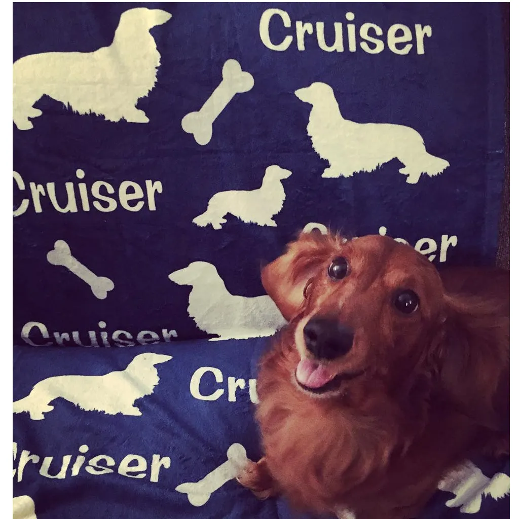 Long Hair Dachshund Personalized Fleece Blanket