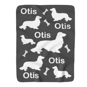 Long Hair Dachshund Personalized Fleece Blanket
