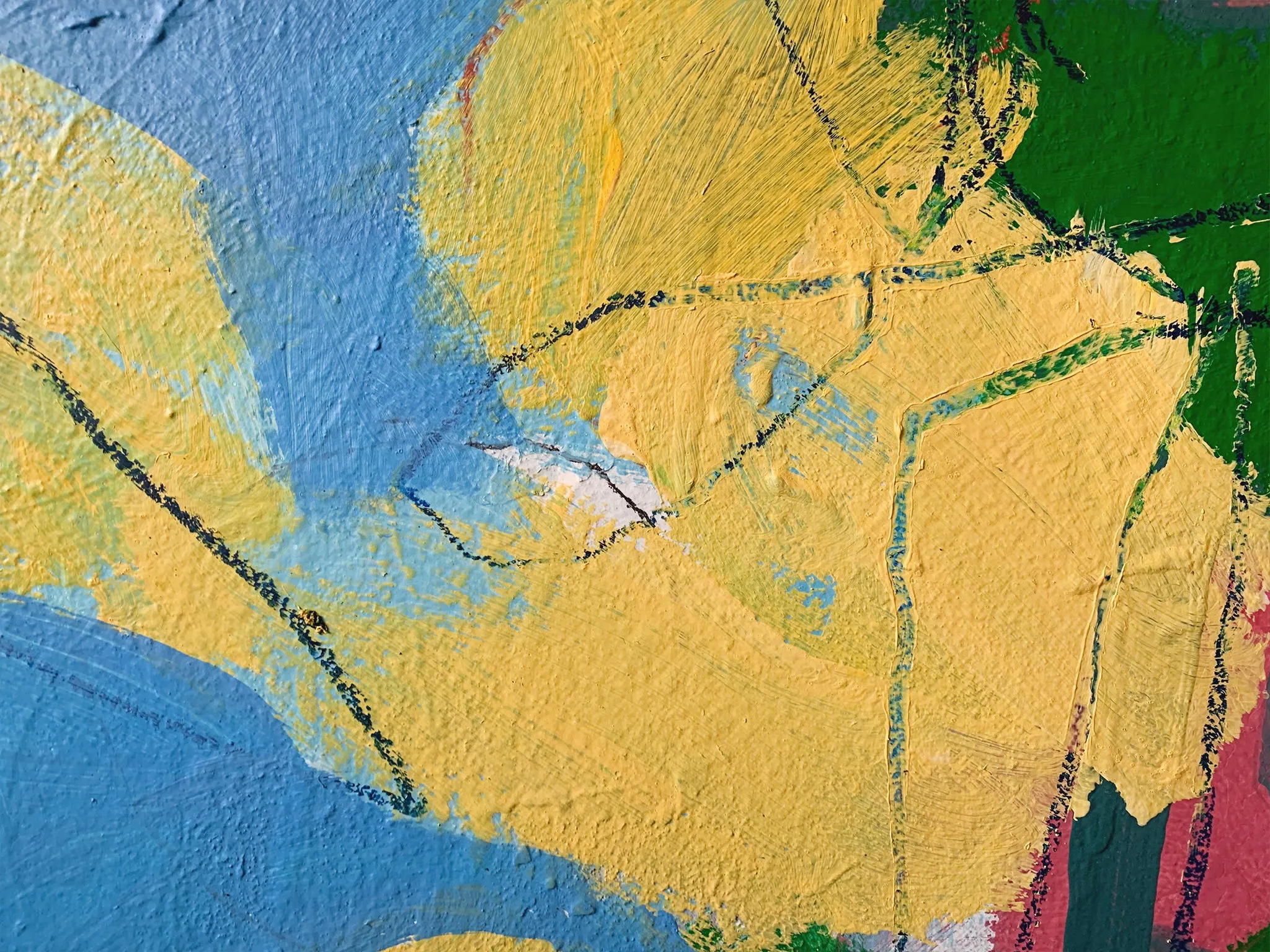 M. P. Landis Landscape Painting (Yellow Flowers & Blue Sky)