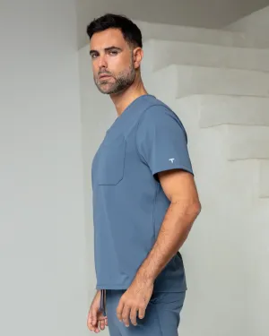 Men's Ocean Blue V-Neck Scrub Top
