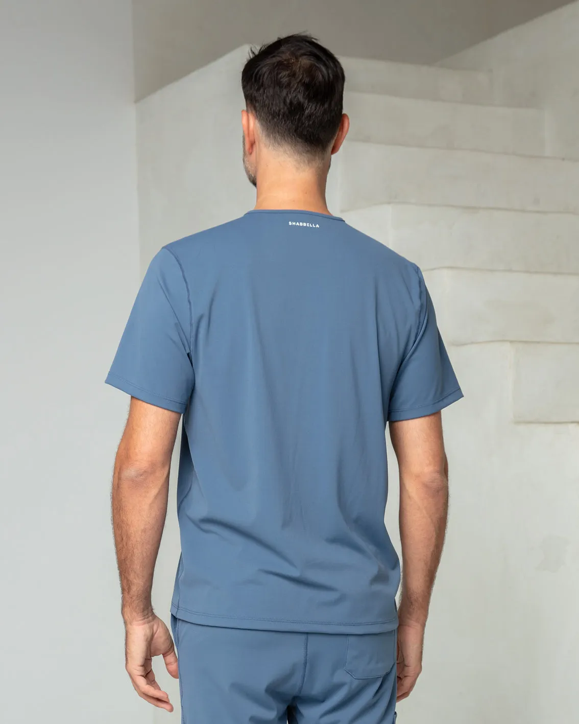Men's Ocean Blue V-Neck Scrub Top