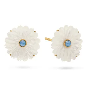 Mermaid Garden Flower Stud Earrings - MOP/Ocean Jade