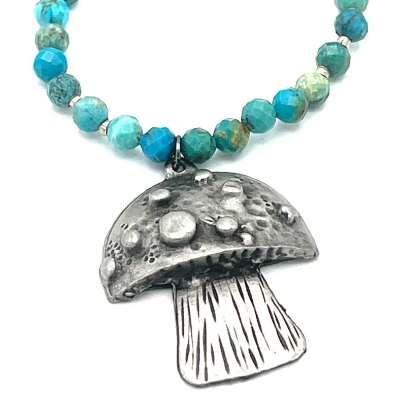 Metzke Pewter Mushroom Pendant Necklace