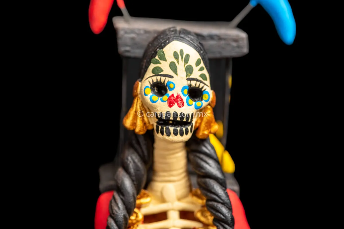 Mexican Catrina with Bird Cages Day of the Dead Sculpture