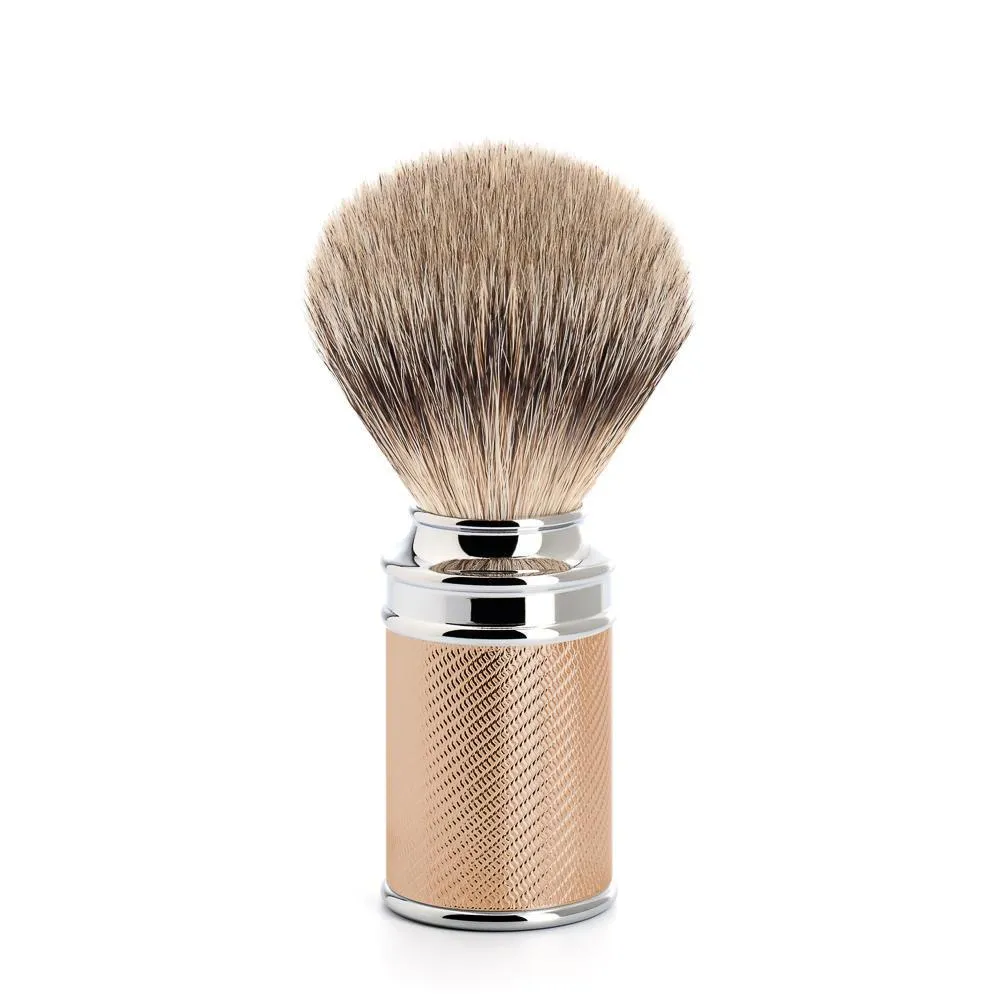 MÜHLE TRADITIONAL 3 Pc. Shaving Set, Silvertip Badger / Safety Razor, Open Comb, Rosegold Silver